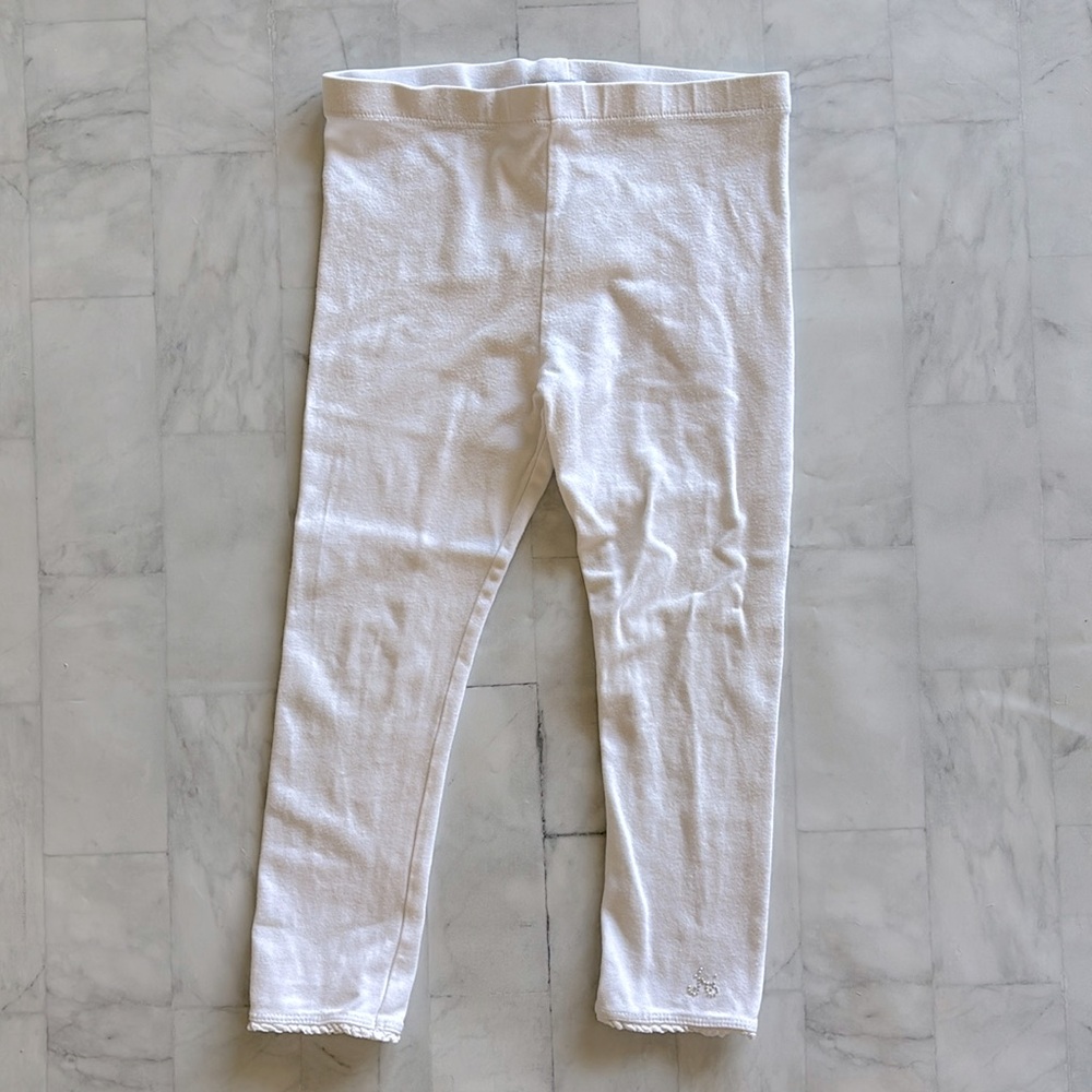 Tartine et Chocolat White Leggings with Lace Trim